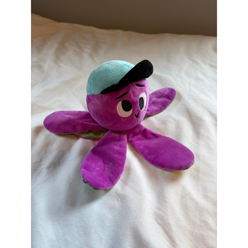 BarkBox Purple Octopus Dog Toy 90s Geometric Pattern Baseball Cap Plush BARK